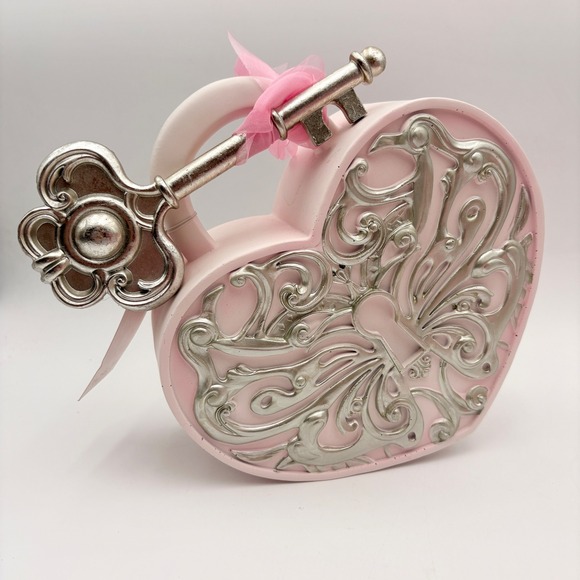 Rachel Zoe Pink Ornate Heart Lock with Silver Key Valentine Love Romantic Decor
